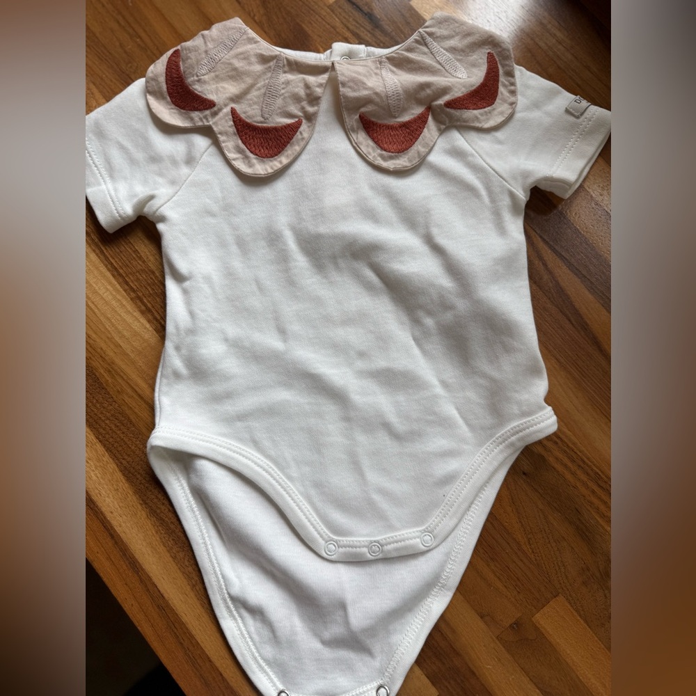 Charming White and Tan Kids Bodysuit